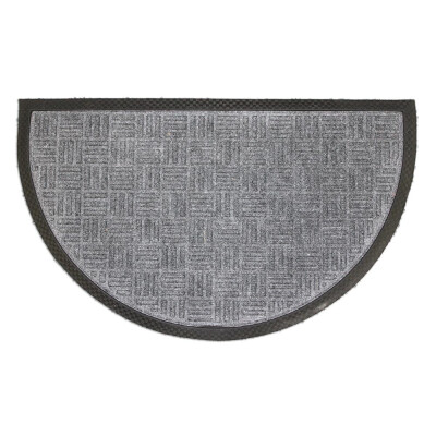 HomeLife Rohožka půlkruh, guma + PP, šedá, 45 x 75 cm