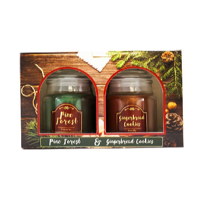 Arôme Vánoční vonná svíčka Pine Forest + Gingerbread Cookies, 2 x 85 g