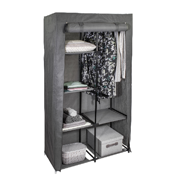 HomeLife Textilní skříň-TextilHome, šedá-85 x 165 x 43 cm, 5034